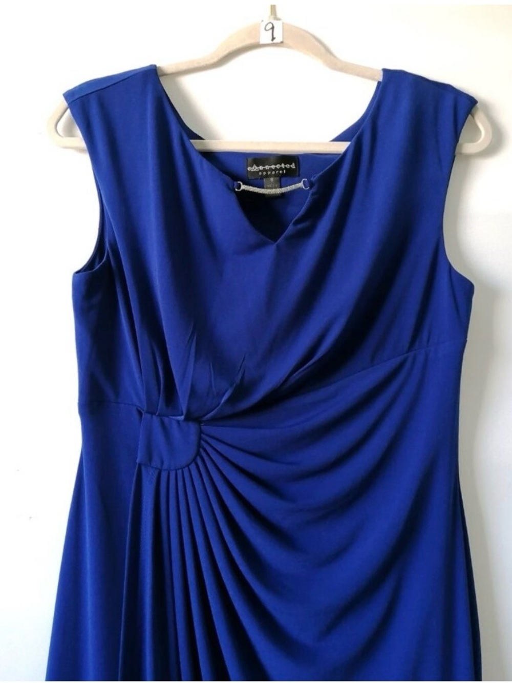 connected apparel Cobalt Blue Sleeveless Draped Midi Dress - Picture 2 of 5